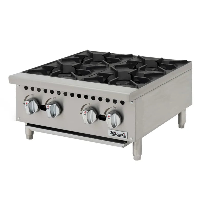 Migali C-HP-4B-24 24" Gas Hotplate w/ (4) Burners & Manual Controls, Convertible