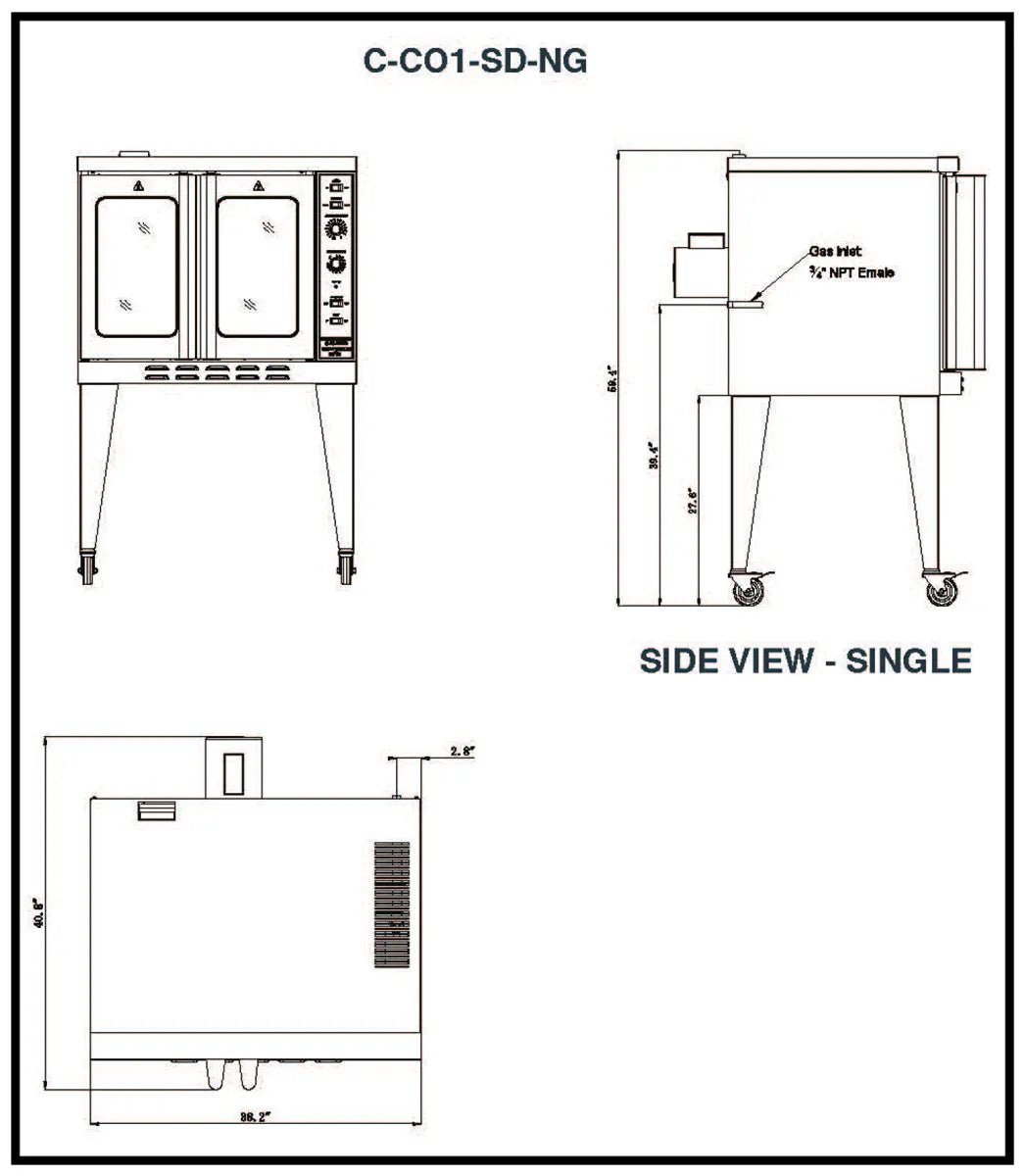 Migali C-CO1-LP Single Deck Full Size LP Gas Convection Oven, (5) Pans, 46.000 BTU