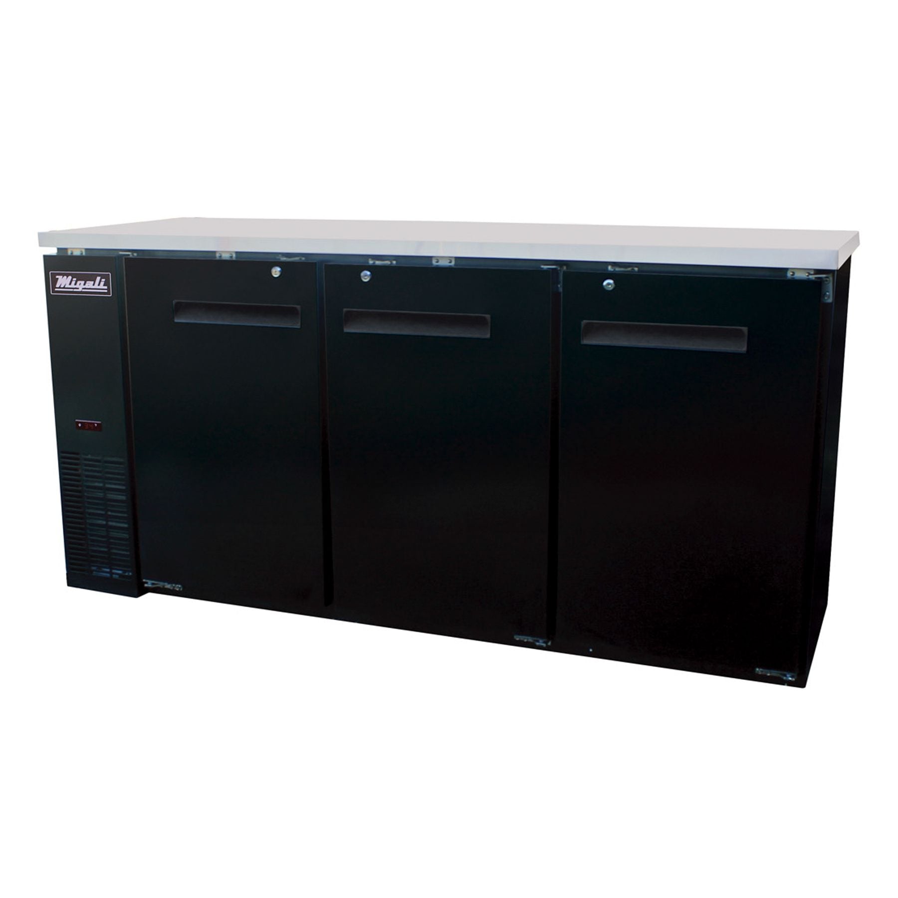 Migali C-BB72-HC 72 4/5" Bar Refrigerator - 3 Swinging Solid Doors, 115v