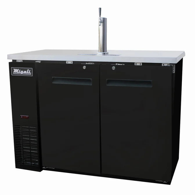 Migali C-DD48-2-HC 48 3/4" Kegerator Beer Dispenser w/ (2) Keg Capacity - (1) Column, Black