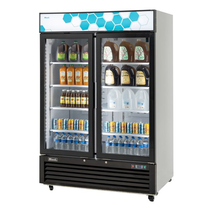 Migali C-49RM-HC 54 2/5" Competitor Two Section Glass Door Merchandiser - (2) Left/Right Hinge Doors, White, 115v