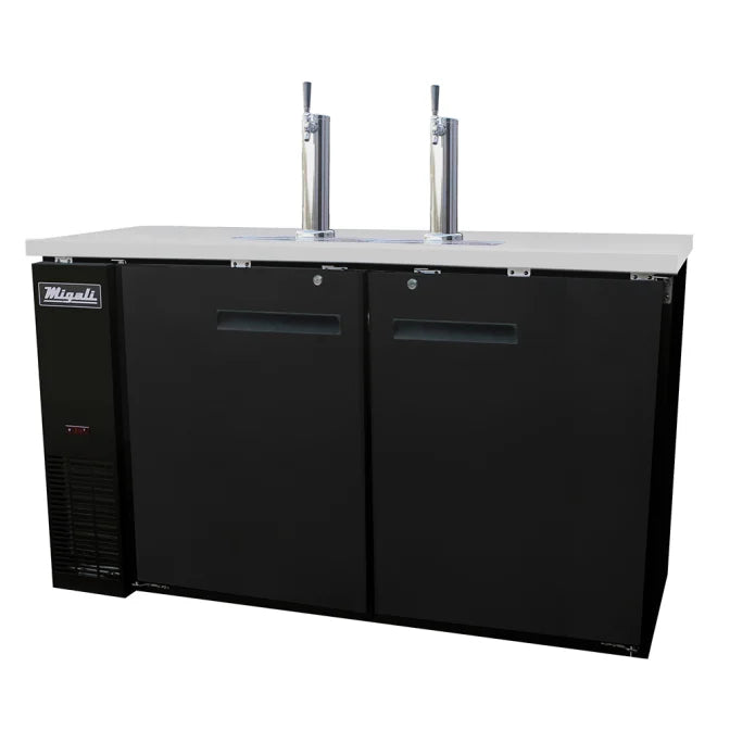 Migali C-DD60-2-HC 60 4/5" Kegerator Beer Dispenser w/ (2) Keg Capacity - (2) Columns, Black