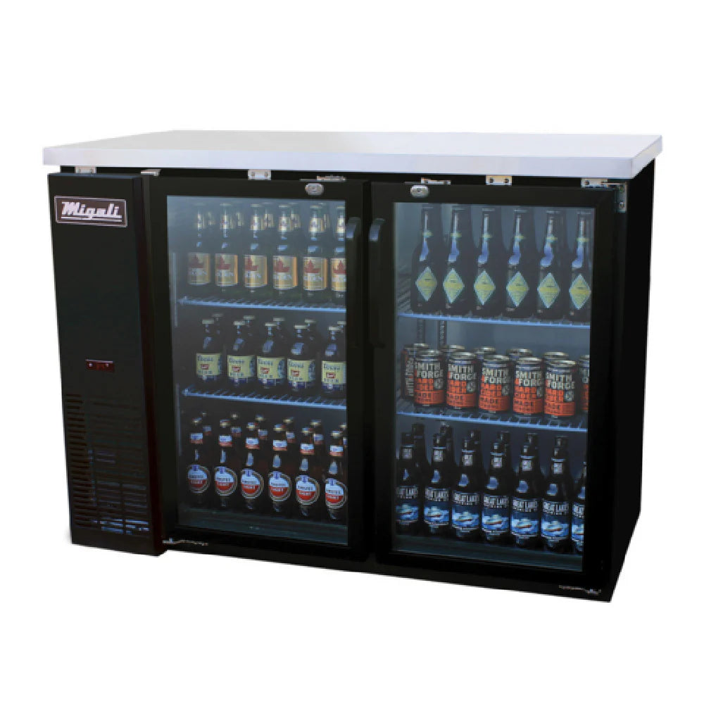 Migali C-BB48G-HC 48 3/4" Bar Refrigerator - 2 Swinging Glass Doors, 115v