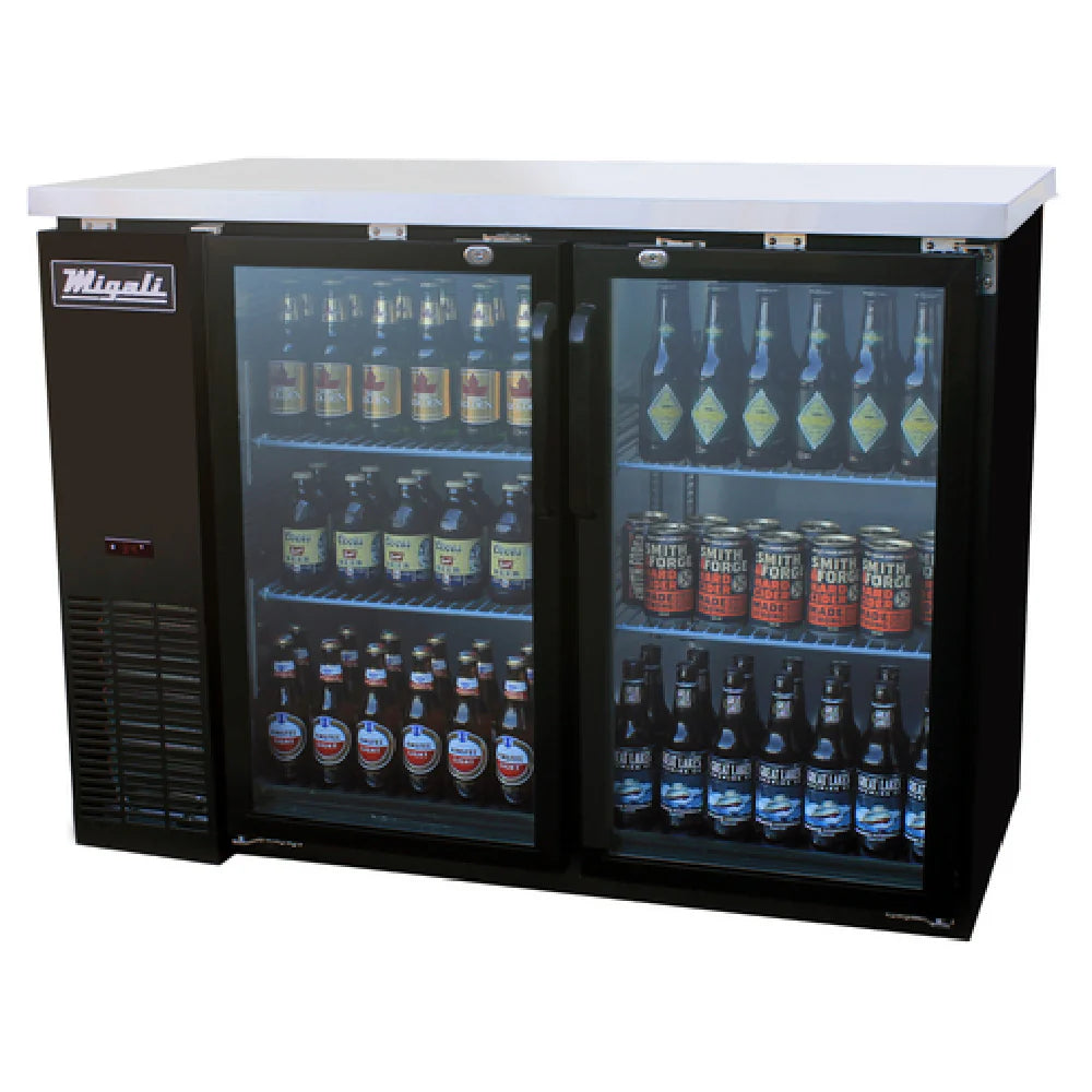 Migali C-BB48G-HC 48 3/4" Bar Refrigerator - 2 Swinging Glass Doors, 115v