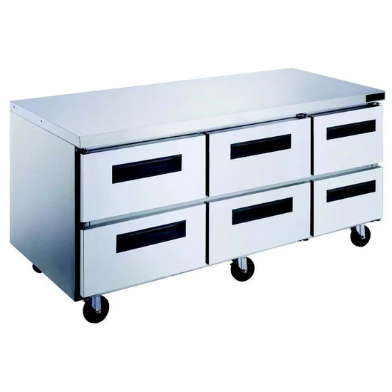 DUC72R-D6 6-Drawer Undercounter Commercial Refrigerator in Stainless Steel