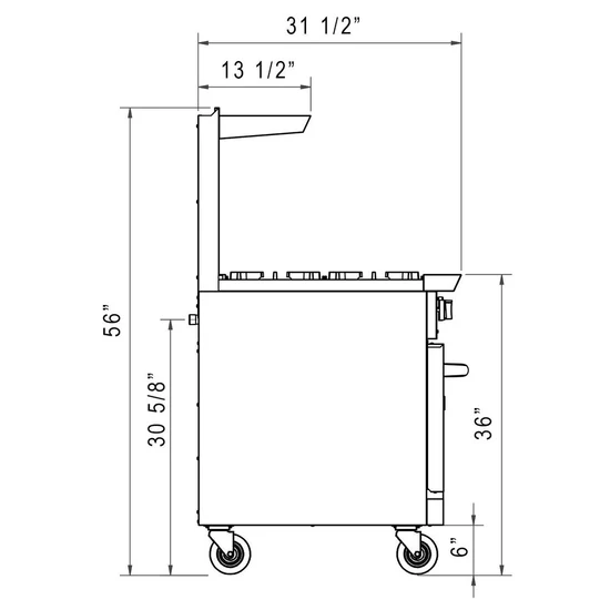 DCR36-6B 36" Gas Range with Six (6) Open Burners