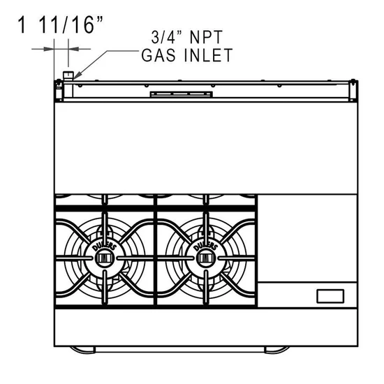 DCR36-4B12GM 36" Gas Range with Four (4) Open Burners & 12" Griddle