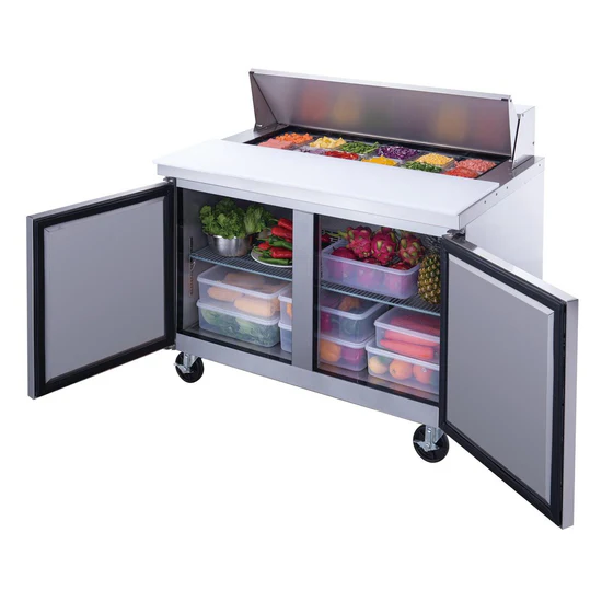 DSP48-12-S2 c2-Door Commercial Food Prep Table Refrigerator in Stainless Steel