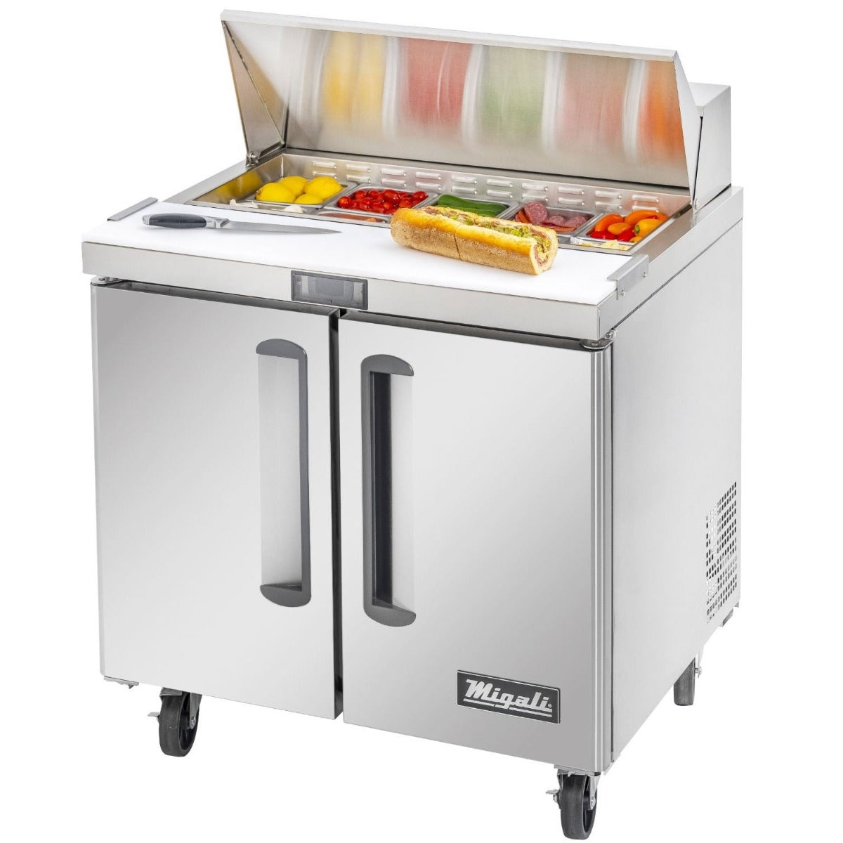 Migali Industries C-SP36-10-HC 36 Inch Refrigerated Counter 9.4 cu ft with Two Doors